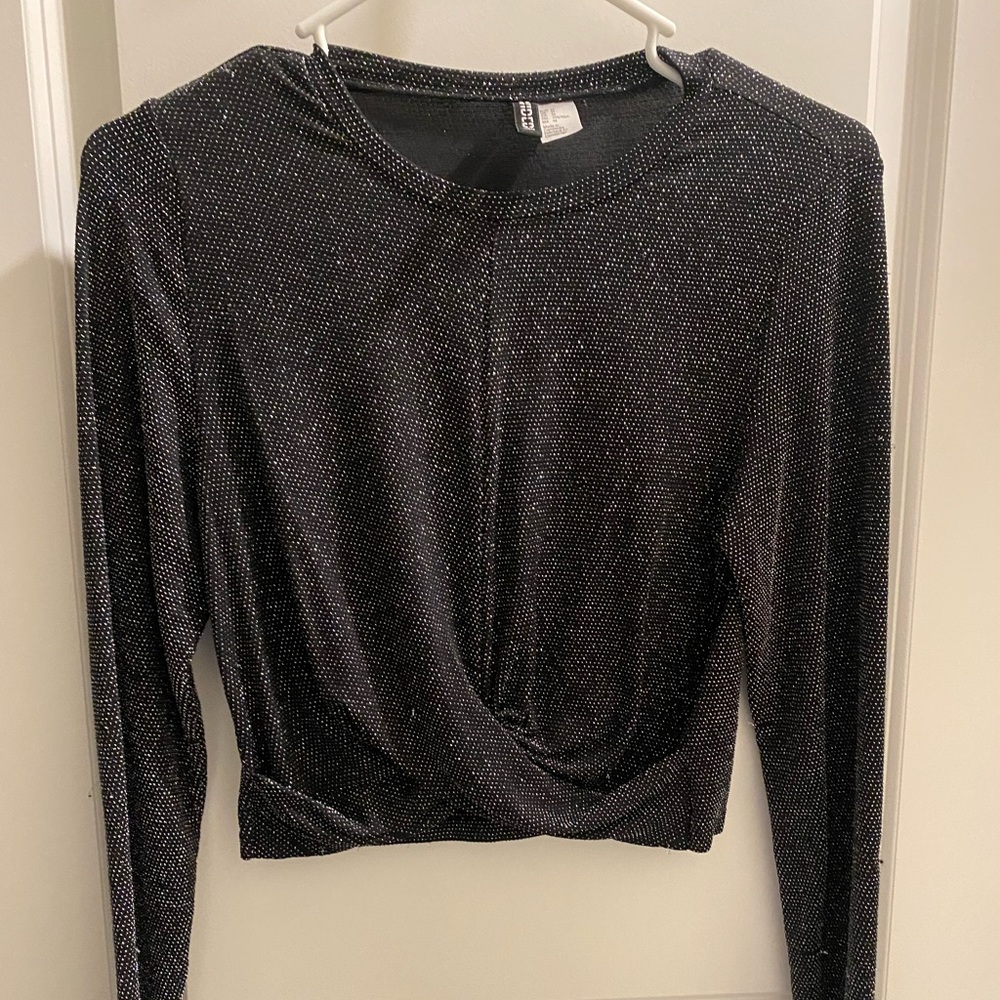 black long sleeve shirt with sparkles all over